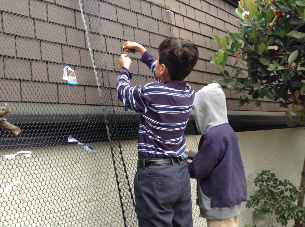 Kids learned about prayer in Sunday School and constructed this prayer ribbon wall.